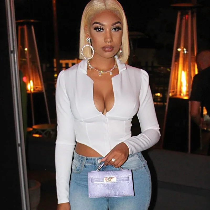 

Fashion street tops white vintage long sleeve autumn and winter women's new slim T-shirt y2k aesthetic women fashion clothing