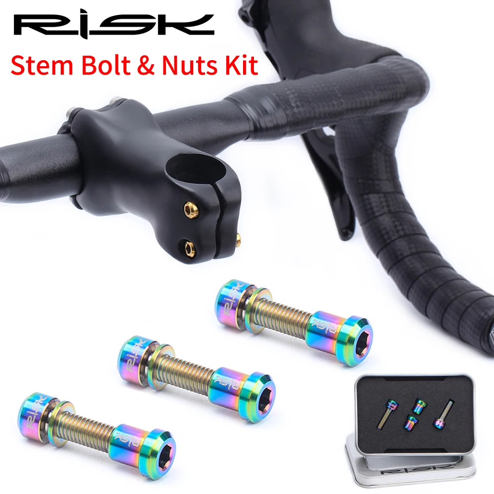 RISK Titanium Bolts M5 X18mm Front Fork Lock Screws Nuts Kit Ti Bolt Carbon Fibre Stem Road MTB Bike Fixing Fasteners Set | Спорт и