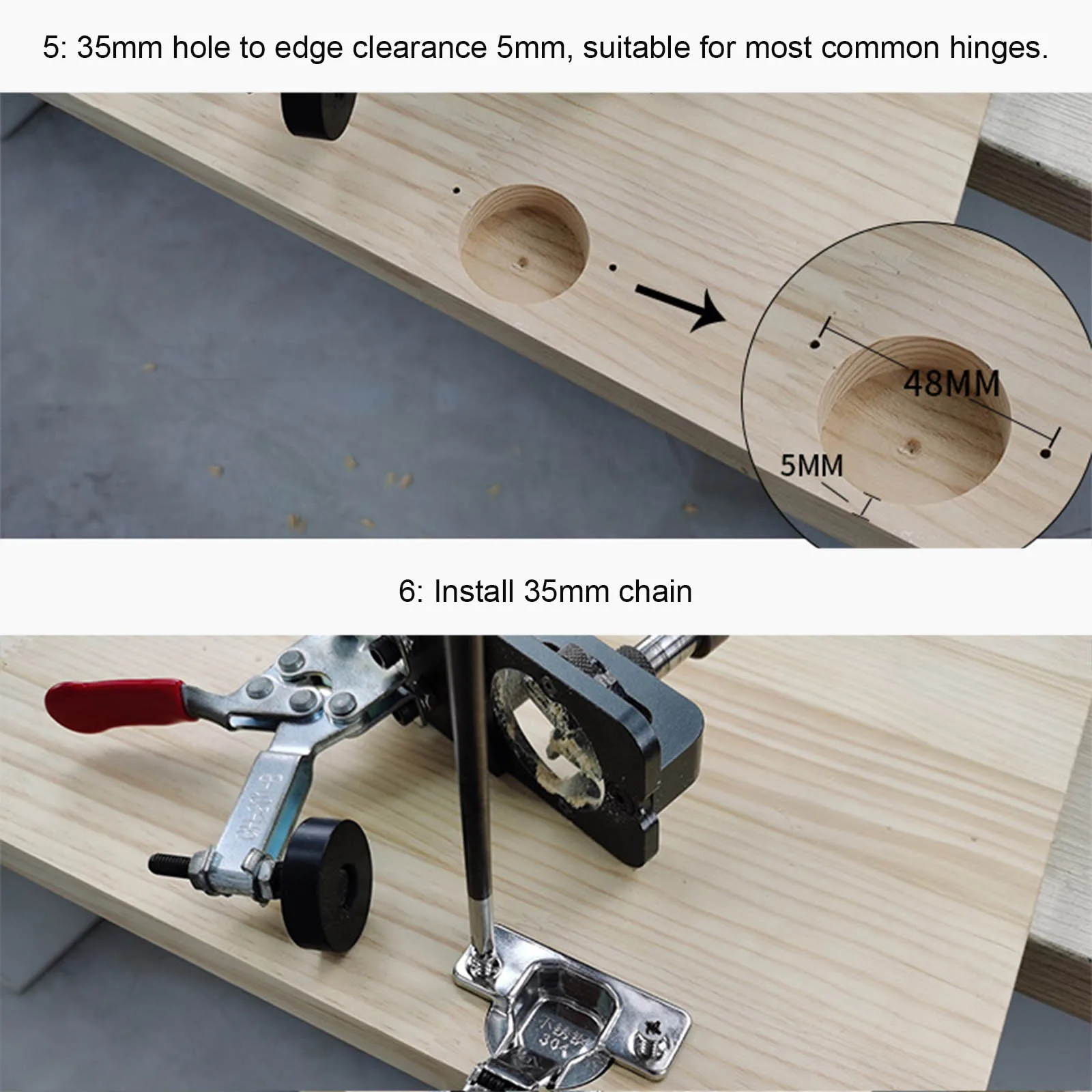 

Wood Drilling Dowel Jig Hinge Hole Opener Punch Locator Hard Alloy 35mm Door Cabinet Woodworking Tools