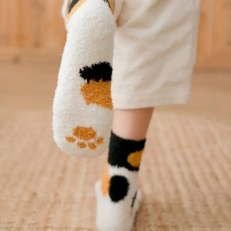 Модные Милые 3D носки унисекс из кораллового флиса милые короткие с котами и