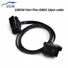 2021 Новый 100 см плоский тонкий 16Pin OBD 2 удлинитель для головок OBD2 16 Pin ELM327 адаптер Папа-мама локоть OBDII удлинитель соединительный кабель с разъемом кабеля