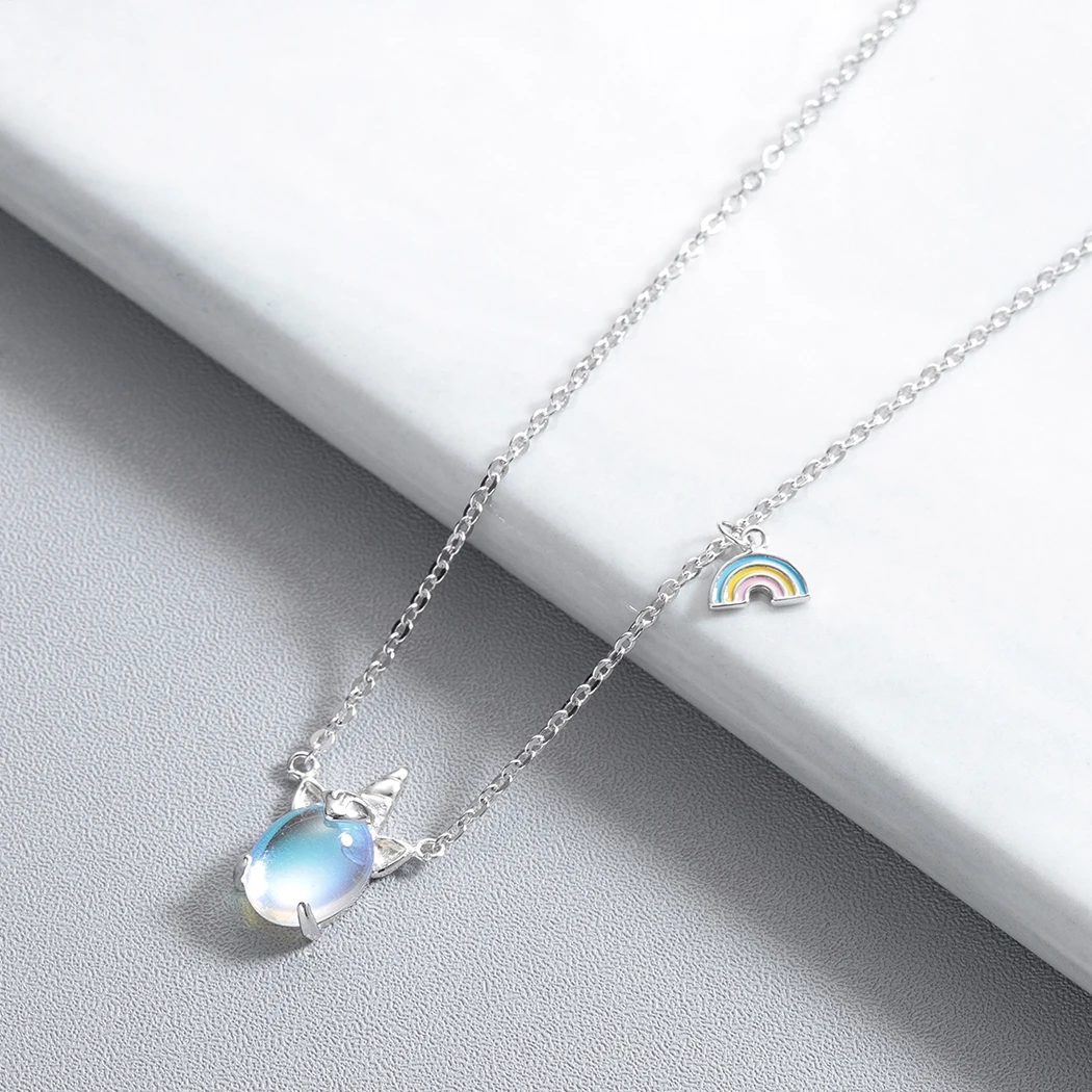 Чандлер из нержавеющей стали CZ ожерелье с единорогами лунным камнем кристаллом