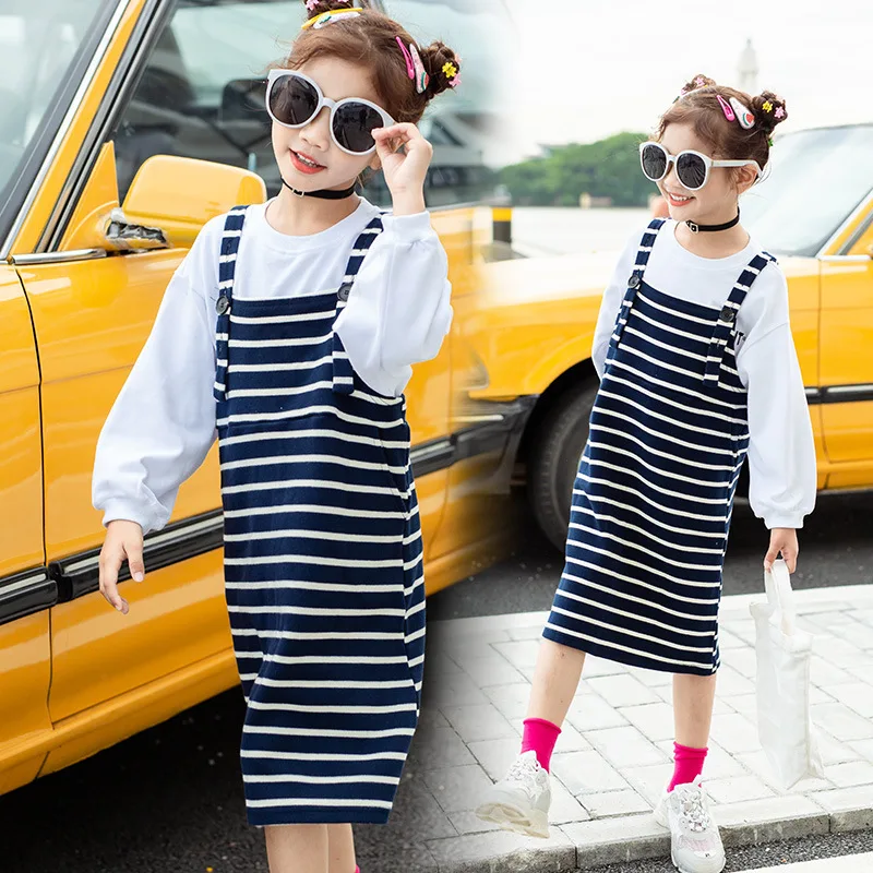 Платье в полоску для девочек Осенняя детская одежда подростков 13 лет | Детская и