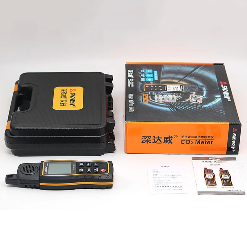 

SNDWAY Digital CO2 Meter Alarm Monitor Portable CO2 Tester Handheld Gas Analyzer 0-9999PPM Detector