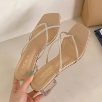 2021 transparent high heels womens slippers outdoor sandals summer transparent open toed shoes women party slippers high heels