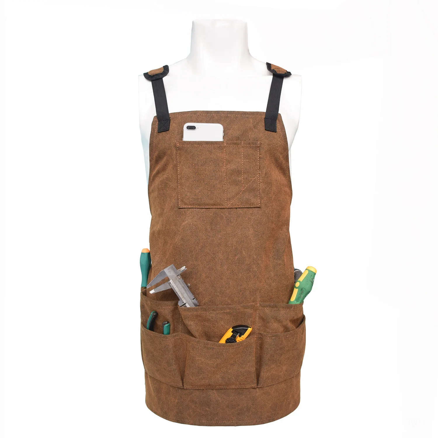 

Mud Color Thick Multi-Pocket Adjustable Canvas Electrical Carpenter Maintenance Work Tools Apron Apron for Men Khaki Apron