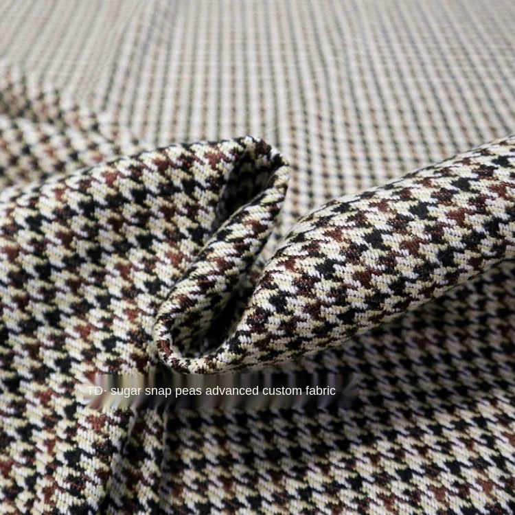 Элегантная классическая осенне зимняя ткань с рисунком гусиные лапки окрашенная