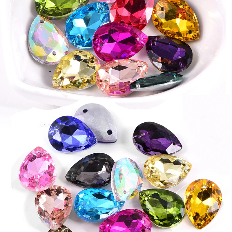 Высокое качество кристалл слеза острый низ стекло пришить стразы s заостренные