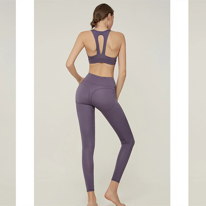 Женская тренировка 2 шт Бесшовные Леггинсы для йоги с спортивным бюстгальтером