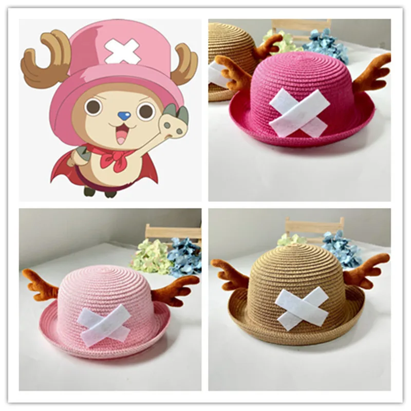 

Anime Straw Hat One-Piece Hat COS Accessories Dome Antler Summer Sunshade Cartoon