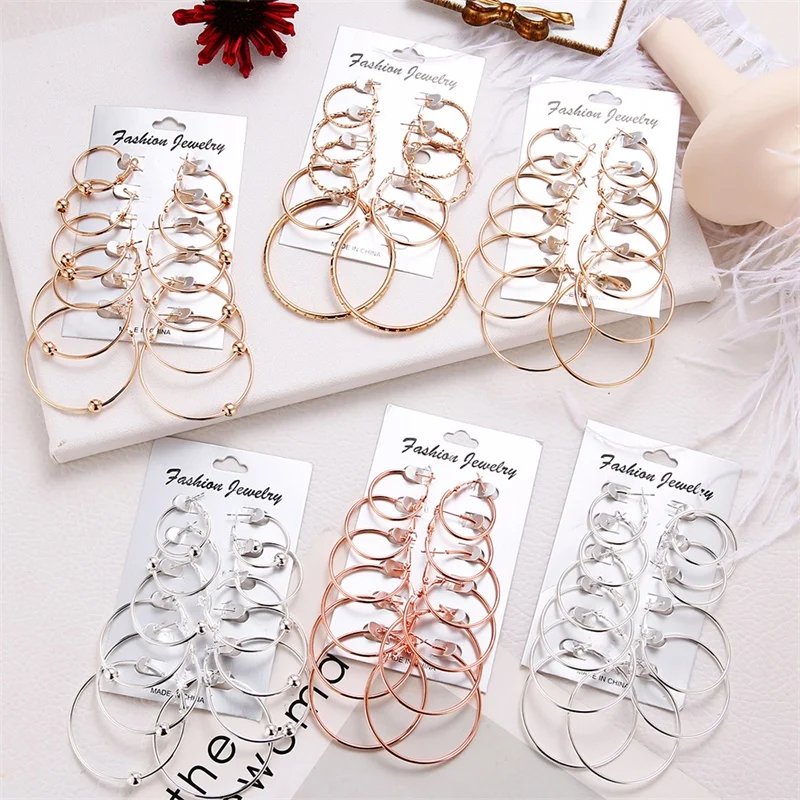

VKME Oversized Earrings / Set Suitable for Female Girls Big Earrings Unique Round Earrings 2019 New Bronco Earrings Jewelry Gift