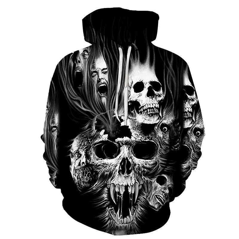 

Spring and Autumn Men's Hoodie Harajuku Sweatshirt 3D Printing Funny Skull Streetwear Pullover Hip Hop Men's Sportswear S-6XL