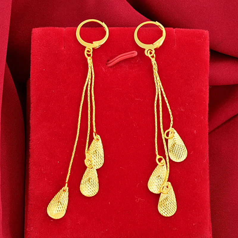 

Real 100% 14 K Yellow Gold color Earrings for Women Fine Orecchini Bizuteria Gemstone 14K Gold Garnet Jewelry Drop Earrings