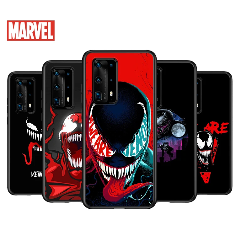 

Soft TPU Cover Fashion Marvel Venom For Huawei P40 P30 P20 Pro P10 P9 P8 Lite RU E Mini Plus 2019 2017 Black Phone Case