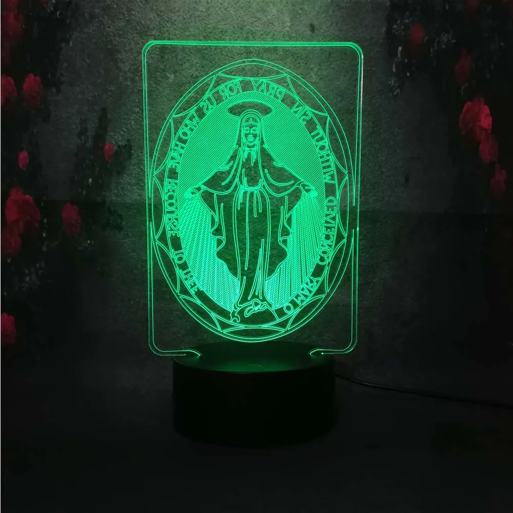 Virgin Mary 3D Led настольная лава лампа Lampara RGB зарядка 7 цветов Иллюзия сна для малышей