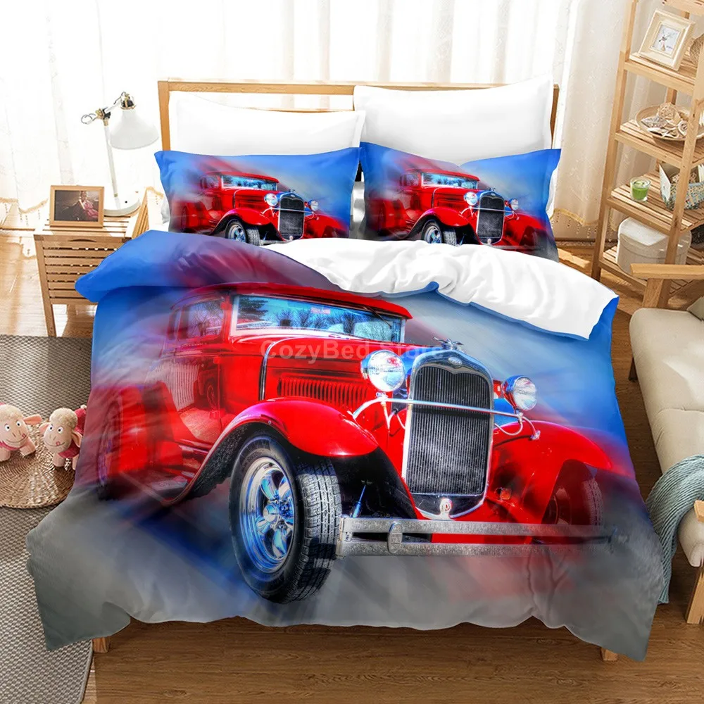 

Комплект постельного белья с изображением автомобилей, с 3d пододеяльником, постельное белье, двуспальный, Королевский, одноразмерный, роск...