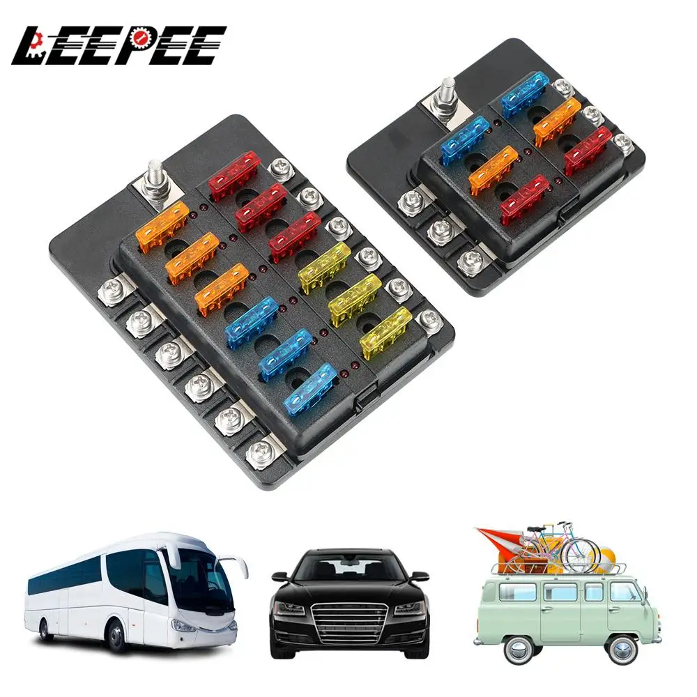 

For Vehicles Car Marine Fuse Box Holder 32V 100A LED Indicator Light 6 / 12 Ways Blade Fuse Block Truck Automotive Electronics