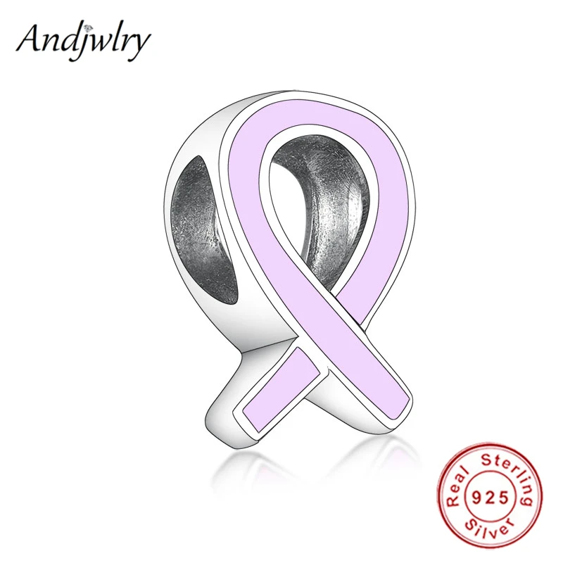 

925 Sterling Silver Ribbon Love Hope Symbol Charm Fit Original Pandora Bracelet Charms Silver 925 Berloque Beads