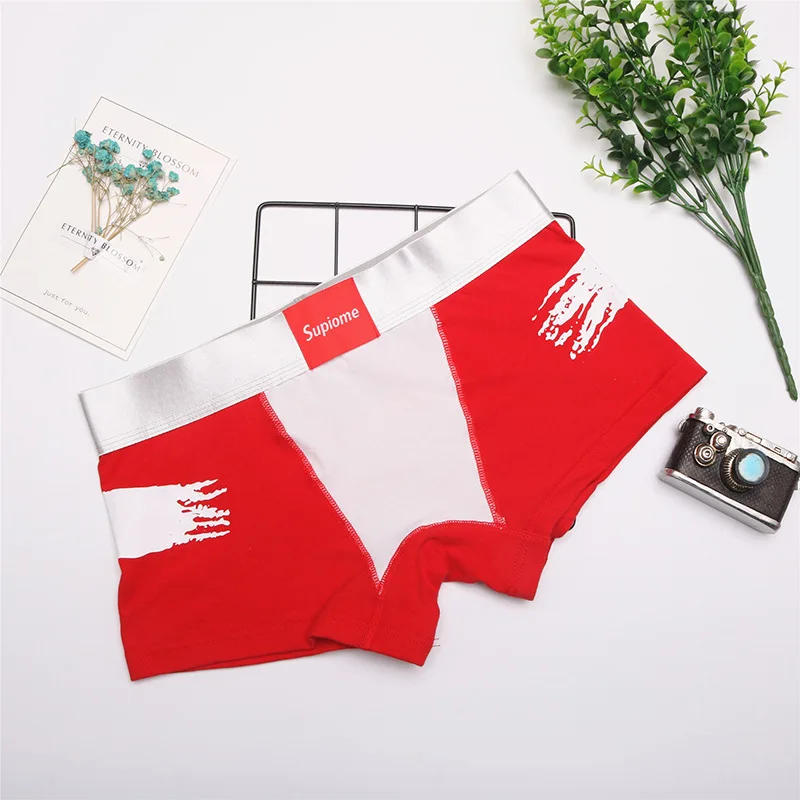 

Women's boxer shorts cotton stretch women's underwear colorful stitching underwear wide edges sporty style soft breathable