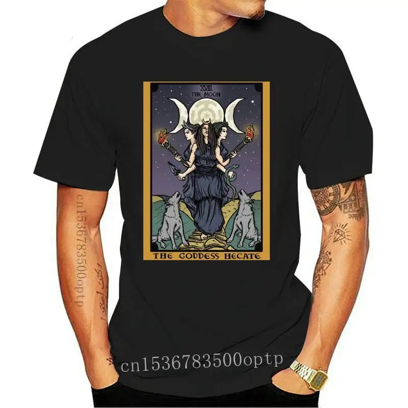 New Triple Moon Goddess Hecate Witch Tarot Card Shirt Hekate Statue Witchcraft Gift Custom Printed Tee Shirt