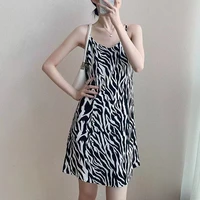 dress women zebra suspender skirt in spring summer and autumn 2021 new female short long bottoming dress sexy dress