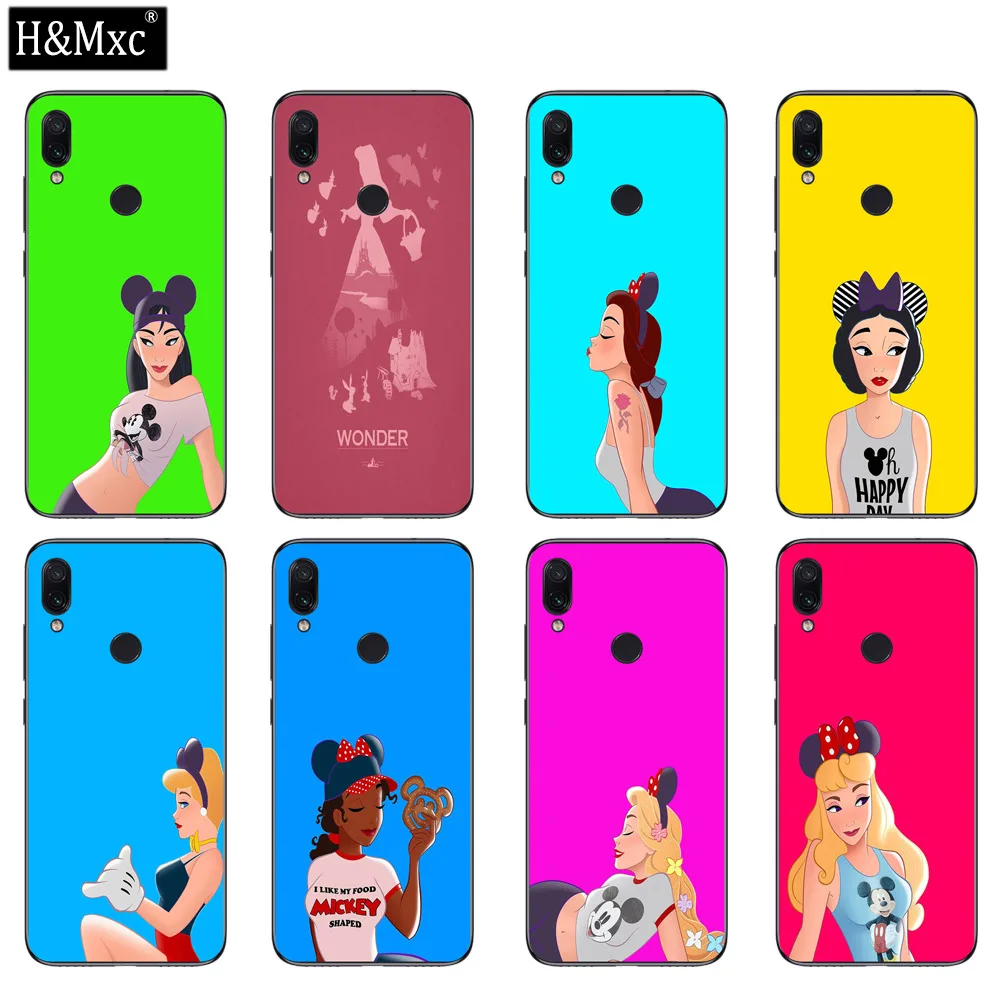 Красивый disney Princess 2 Чехол из закаленного стекла для телефона Redmi Note 6 задняя крышка