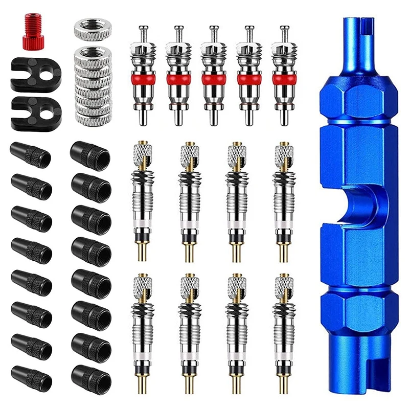 

Bicycle Valve Core Remover Tool Kit,Bike and Car Valve Core Tool, Presta and Schrader Valve Adapter,Bike Valve Adapter