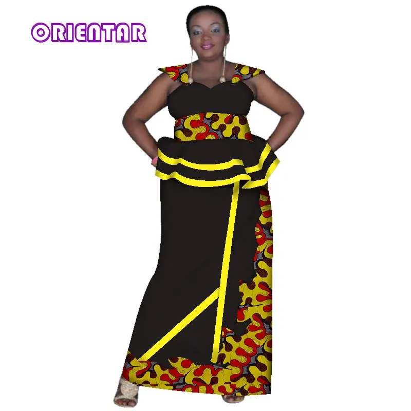 African Skirt and Pants Set for Women 2 Pieces Sets Bazin Riche African Traditional Clothing Plus Size Women Skirts Suits WY2887