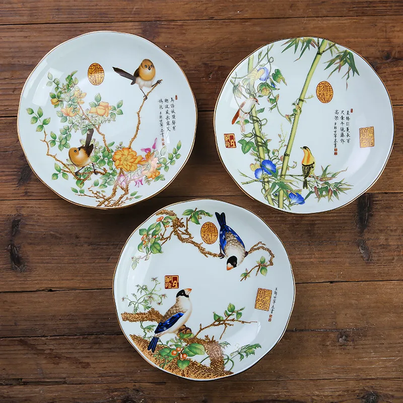 

Jingdezhen Ceramic Dinner Plate Family Dishes Round Plate Personality Simple Rice Plate New Chinese Tableware Dishes