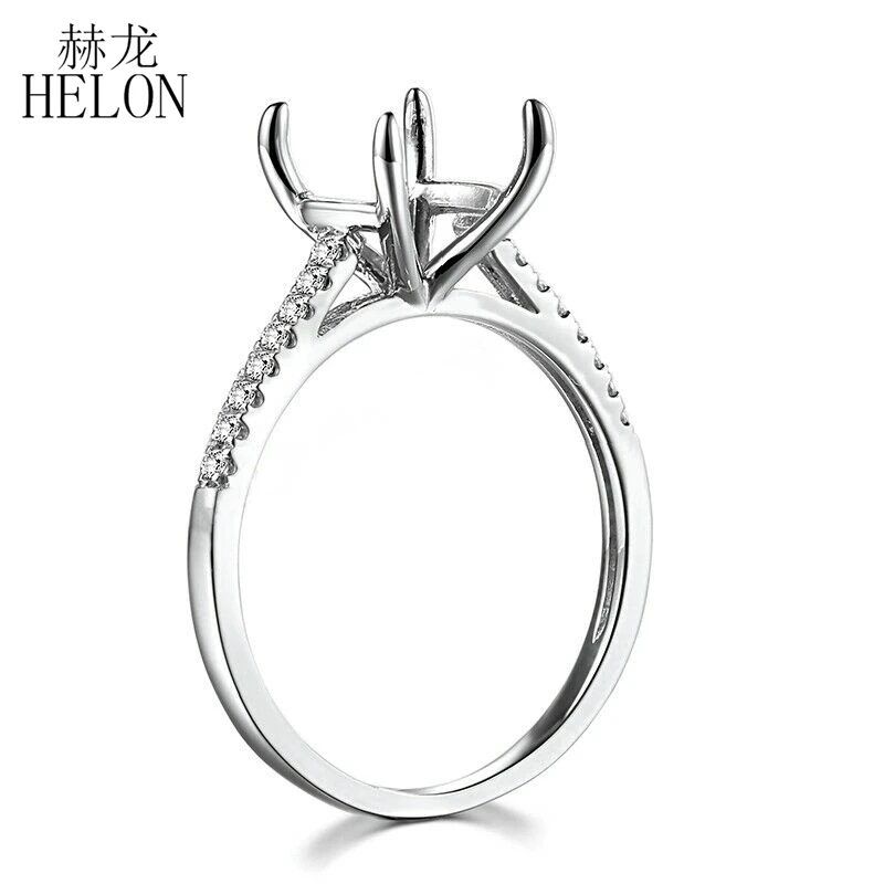 HELON 9 мм круглый одноцветное Белое золото 14 карат AU585 из натуральной Бриллиант