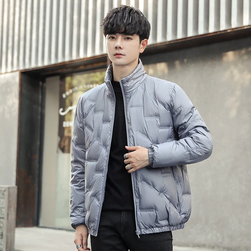 Winter new men's down jacket simple youth Korean thickened duck down casual jacket stand collar fashion trendy men's clothing