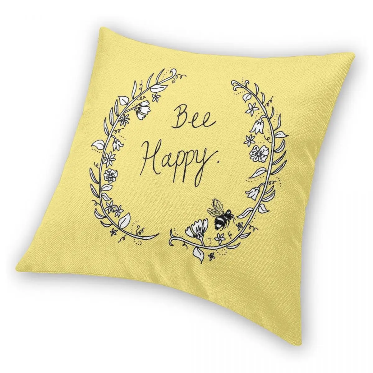Чехол с Пчелкой счастливая квадратная Подушка из полиэстера льняной бархатной
