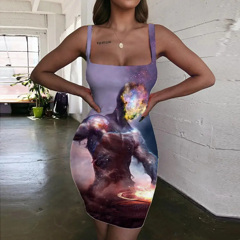 

Giyu Brand Galaxy Dresses Women Space Vestido Sexy Universe Bodycon Dress Colorful Sundress Nebula 3d Print Womens Clothing