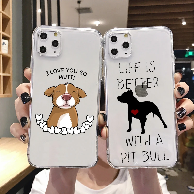 

Pit Bull Lovely Dog Pet Pitbull silicone Suave TPU Case Capa Do Telefone para o iphone 6 7 8 Plus 5s SE 11 PRO MAX X XR XSMAX