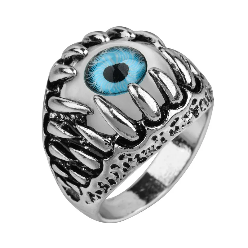 

Vintage Men Silver Colour Stainless Steel Ring Devil's Eye Ring Domineering Hip Hop Punk Motorcyclist Ring Banquet Jewelry Gift