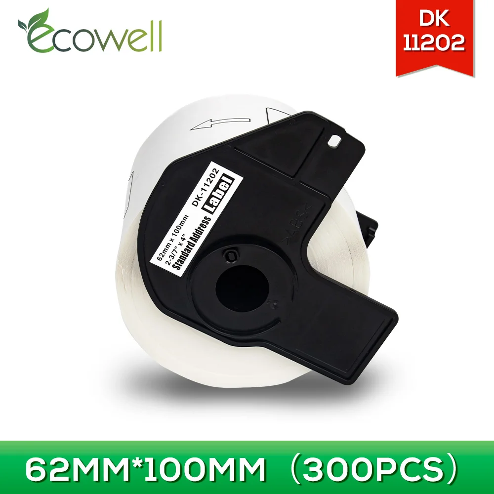 

Ecowell 1Roll 62mm*100mm DK11202 DK-1202 White Paper Compatible DK-11202 Label for Brother QL Label Printer QL570 QL700 QL550