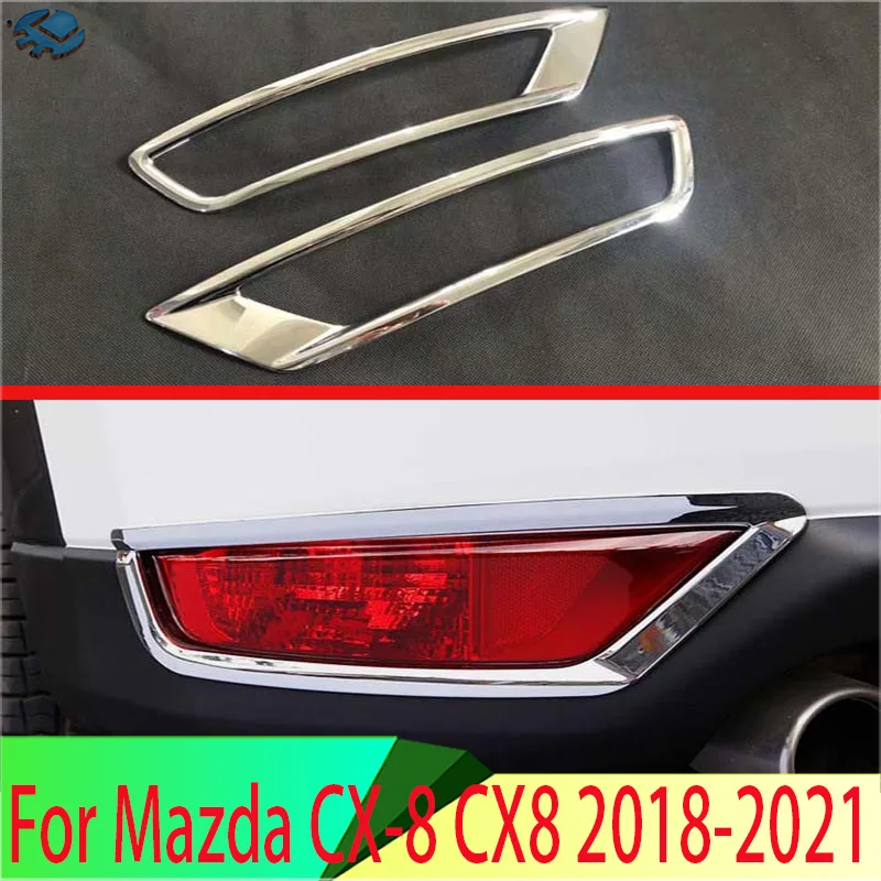 

For Mazda CX-8 CX8 2018 2019 2020 2021 ABS Chrome Rear Reflector Fog Light Lamp Cover Trim Bezel Frame Styling Garnish