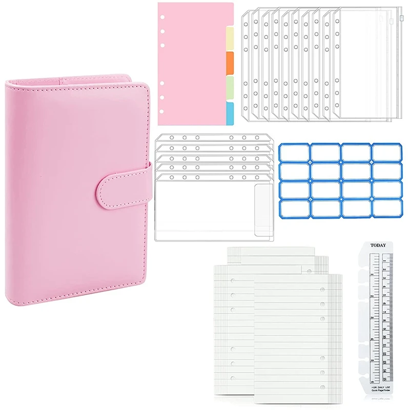 

PPYY-A6 Budgeting Binder Planner with 15 Pcs Cash Envelopes and 40 Budget Sheets, Ruler Budget Wallet Organizer