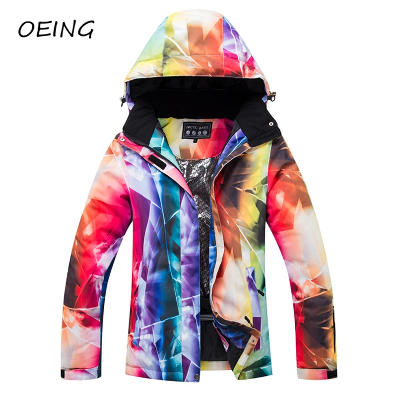 

Winter Outdoor Skiing Jacket Women Print Fashion Korean Snowboard Jacket for Cold Weather