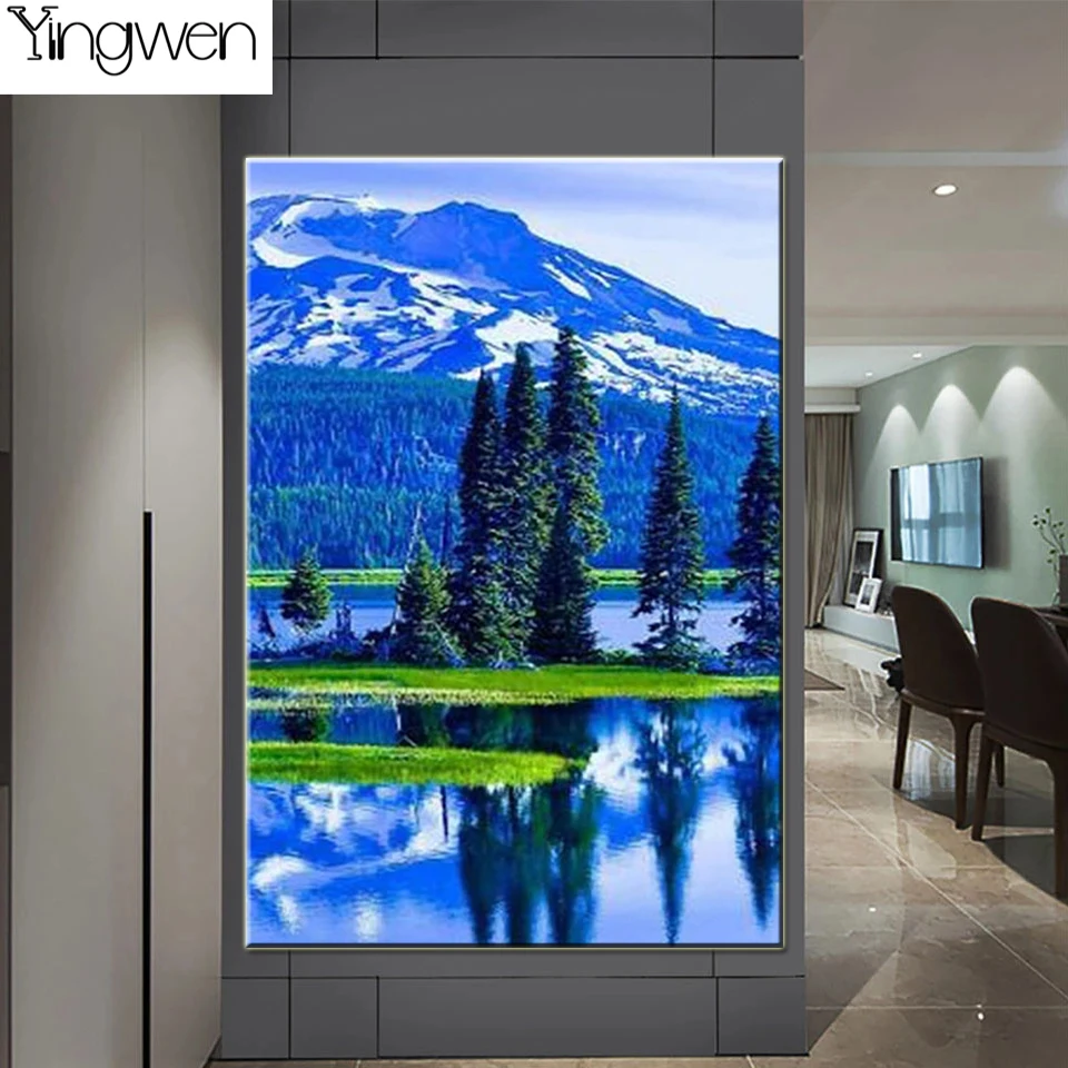 

Landscape Scenic DIY 5D Diamond Painting Mountain Lake Scenery Full Diamond Embroidery Cross Stitch Wall Art Sticker Home Decor