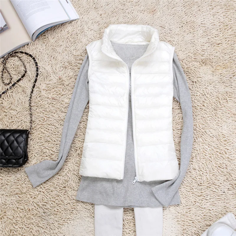 Женский ультра-светильник осенне-зимний жилет без рукавов на утином пуху