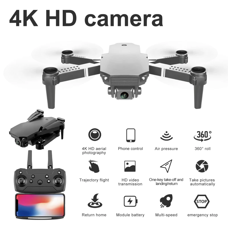 Дрона с дистанционным управлением 4k HD Камера Wi Fi Fpv Дрон двумя Мультикоптер