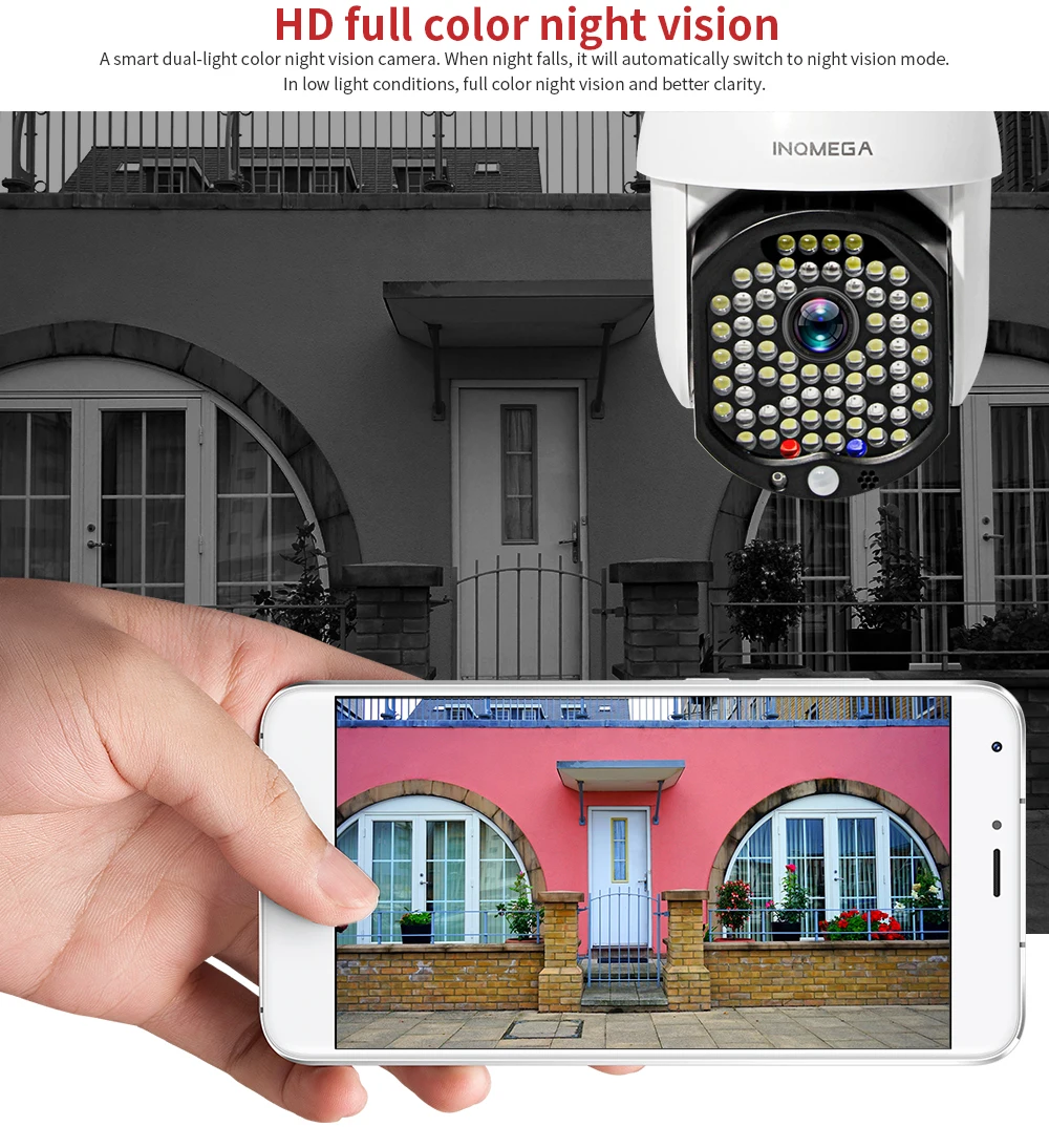 Скоростная купольная ONVIF Wi Fi камера INQMEGA PTZ наружная 2.4MP с автослежением