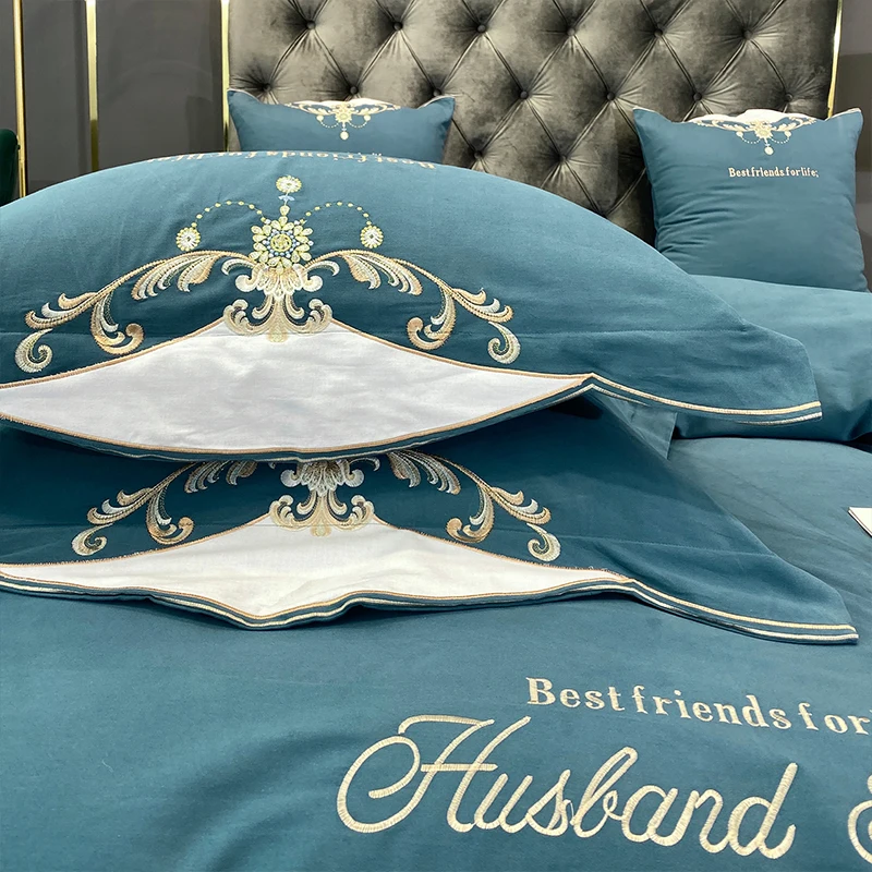 

New Luxury 600TC Egyptian Cotton Embroidery 4Pcs Bedding Set Queen King Size Duvet Cover Set Bed Sheet Pillowcases Home Textiles