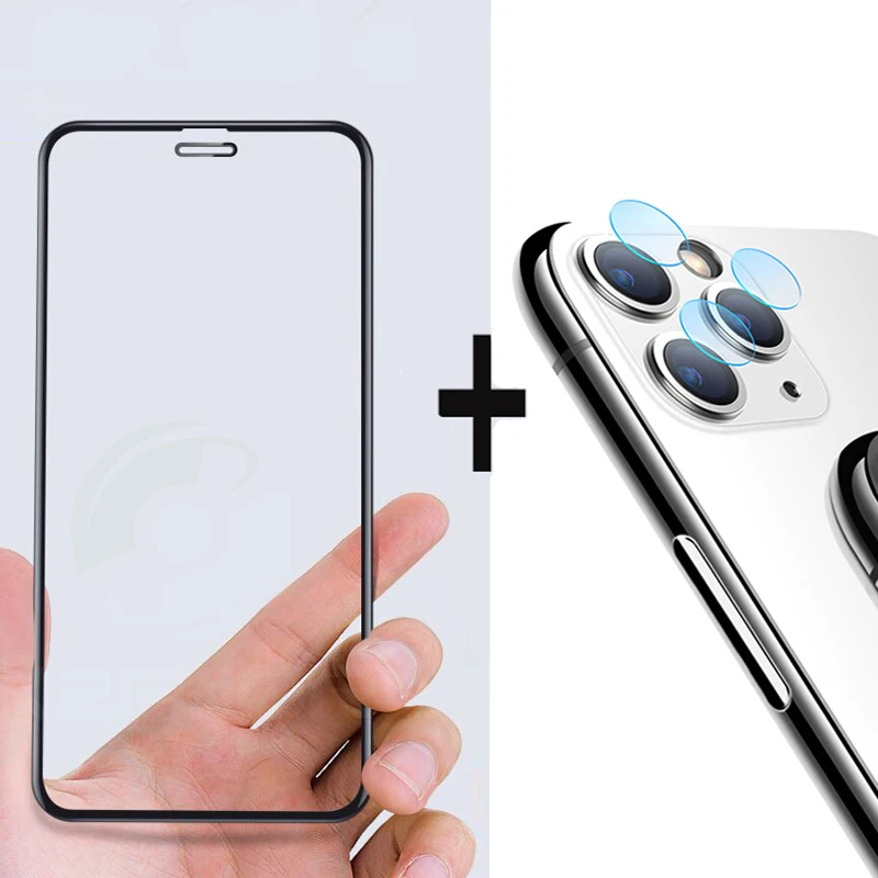 Add Camera Glass Полное покрытие закаленное стекло для Iphone 11 Pro Max стекло Взрывозащищенная защитная пленка для экрана для Iphone 11 11Pro Max стекло - Цвет: Add Camera Glass