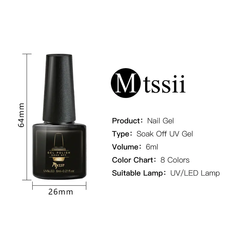 

Mtssii 6ml Metal Mirror Color Uv Gel Nail Polish For Manicure Semi Permanent Uv Led Gel Varnish Soak Off Nail Art Gel Polish