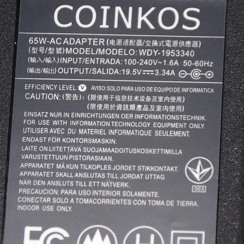 COINKOS 19 5 V 3.34A 65 Вт AC Зарядное устройство для ноутбука Dell Latitude E7440 E7450 HK65NM130 0NVV12 E5410