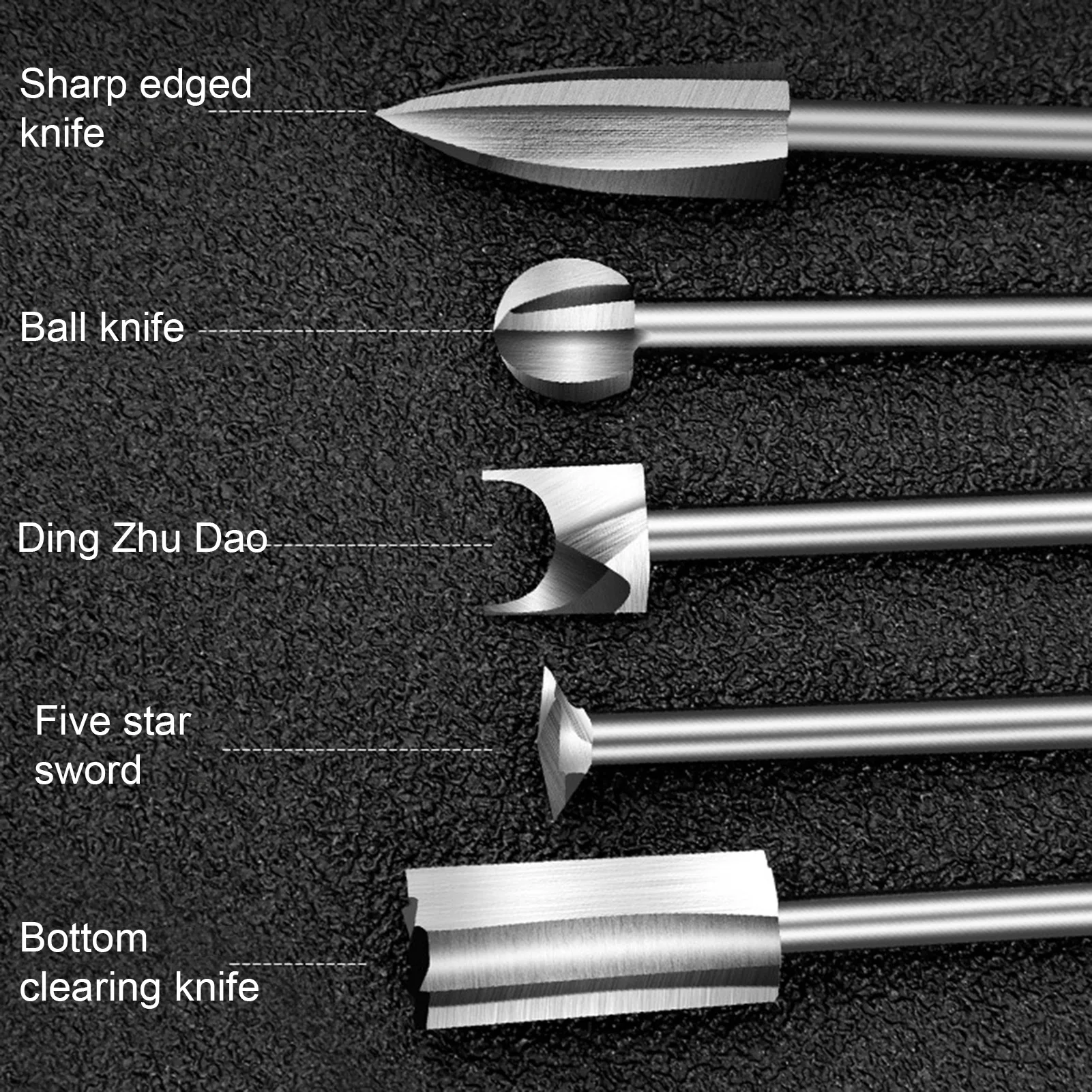 

5pcs/Set Electric Woodworking Drill Bits Engraving Cutter Manganese Steel Milling Cutters Root Wood Carving Chisel Tool Kit
