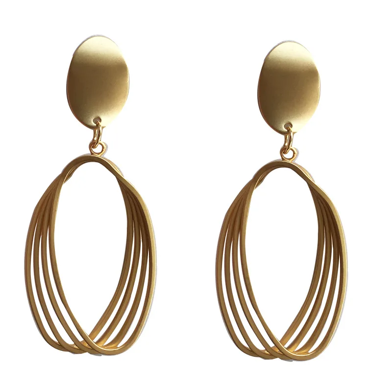 

VC-41 S925 silver needle European and American ins oval matte earrings retro temperament net red earrings hollow earrings