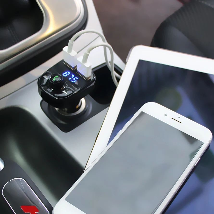 FM-трансмиттер автомобильный с Bluetooth и двумя USB-портами 5 В 4 1 А | Автомобили